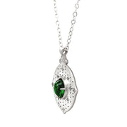 Tsavorite & Diamond Sterling Silver Necklace - "Cathedral Fountain"