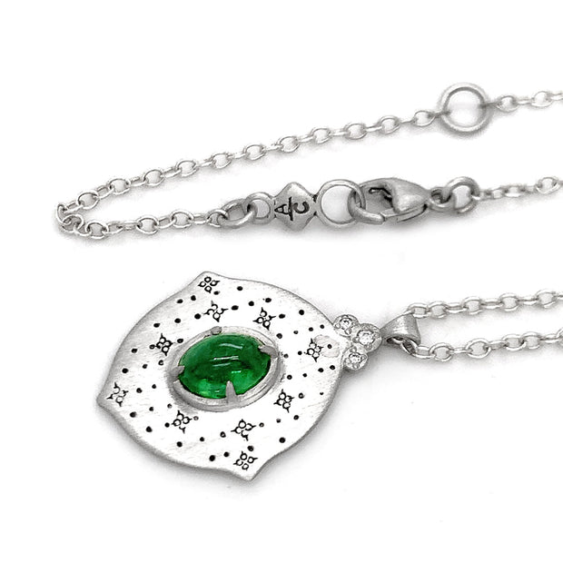 Tsavorite & Diamond Sterling Silver Necklace - "Cathedral Fountain"