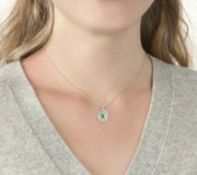 Tsavorite & Diamond Sterling Silver Necklace - "Cathedral Fountain"