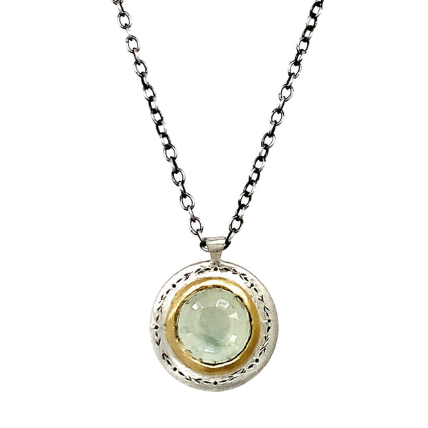 Montana Sapphire Two-Tone Gold & Silver Necklace - "Seafoam"