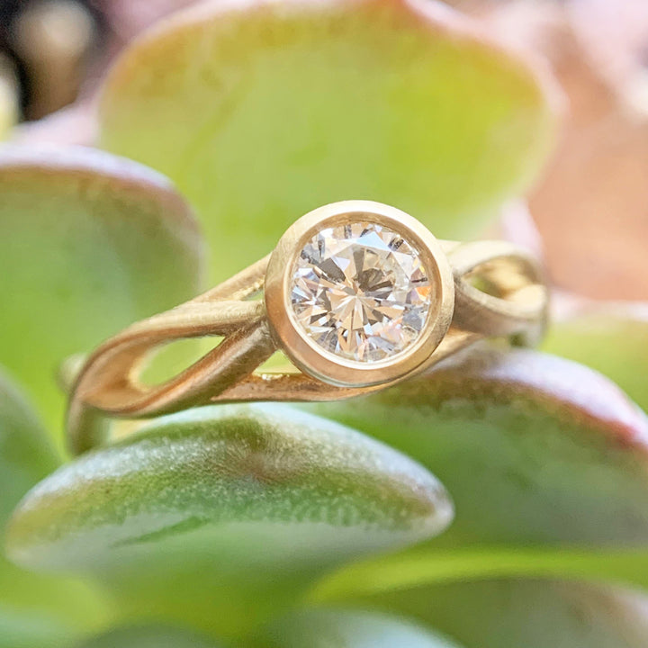 Yellow Gold Diamond Engagement Ring - "Summer Vines"