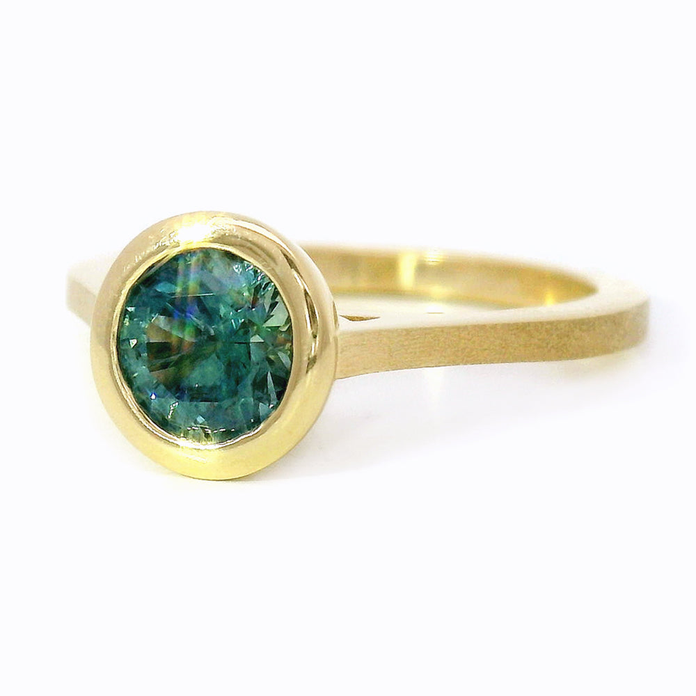 Montana Sapphire & Yellow Gold Solitaire Ring - "Ridgeline"