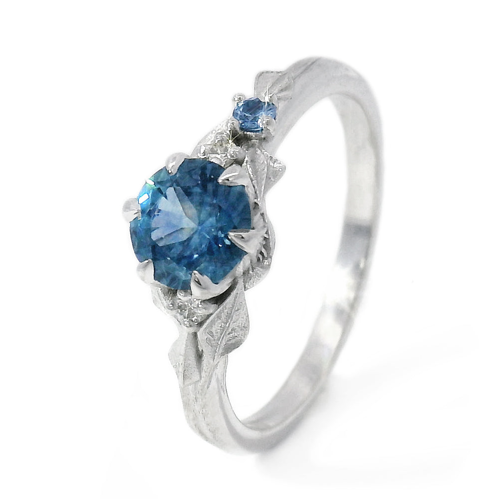 Montana Sapphire, Yogo Sapphire & Diamond Ring - "Larkspur"