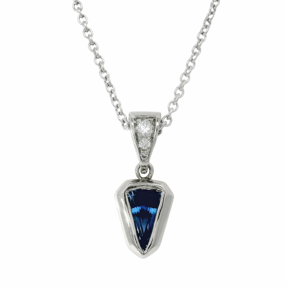 Yogo Sapphire & Diamond Necklace - "Arrow"