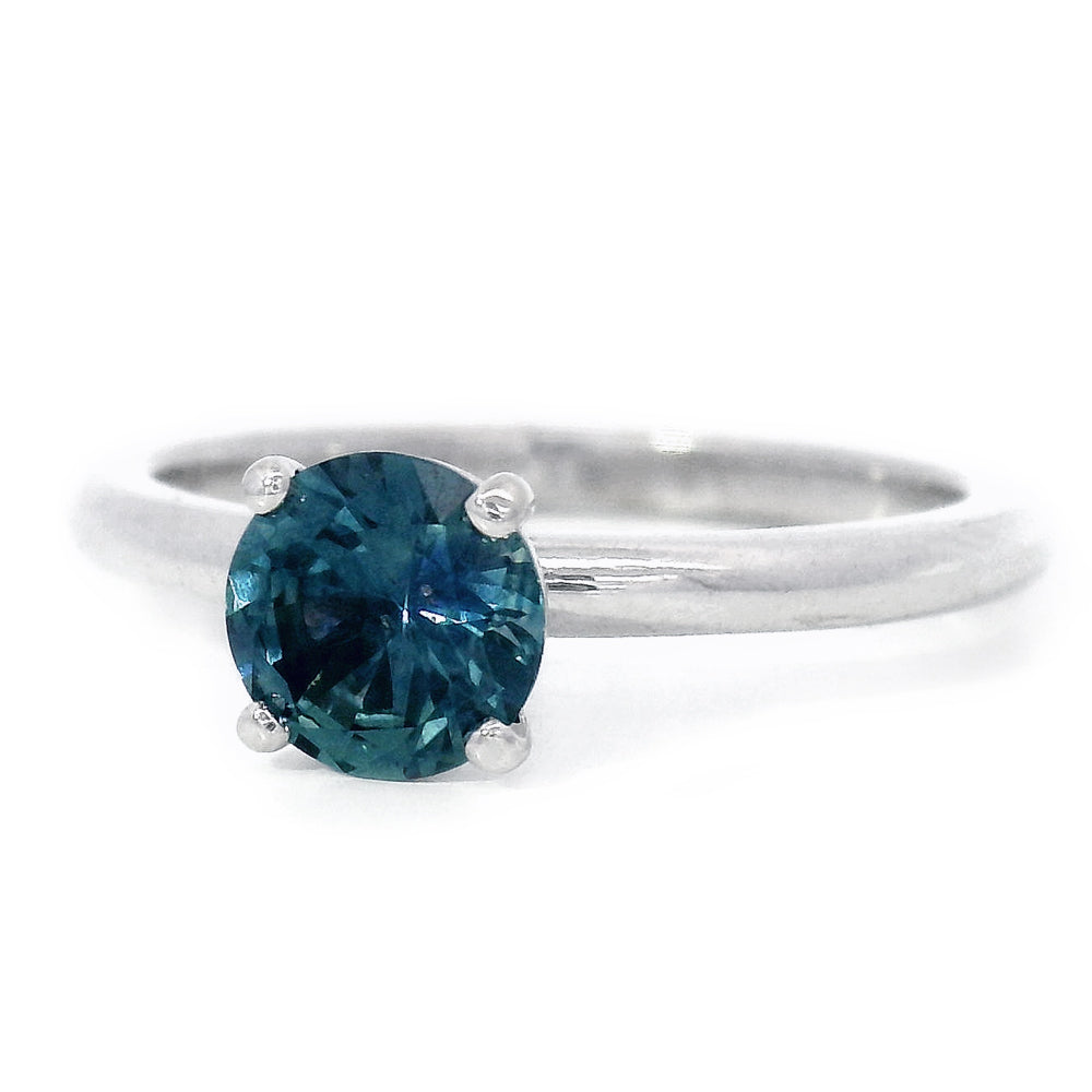 Montana Sapphire & White Gold Solitaire Ring - "Couloir"