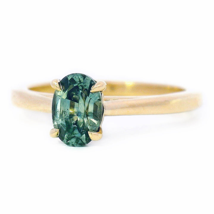 Montana Sapphire & Gold Solitaire Ring - "Flat Willow"