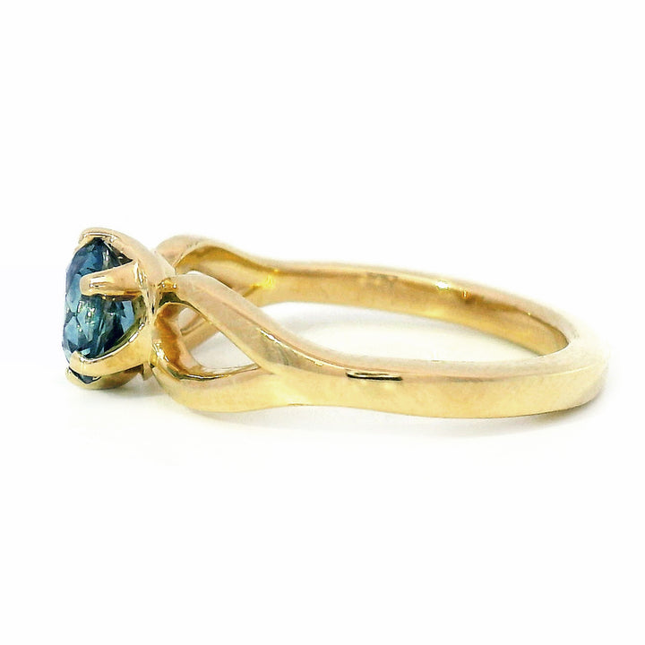 Montana Sapphire & Yellow Gold Solitaire Ring - "Stag"