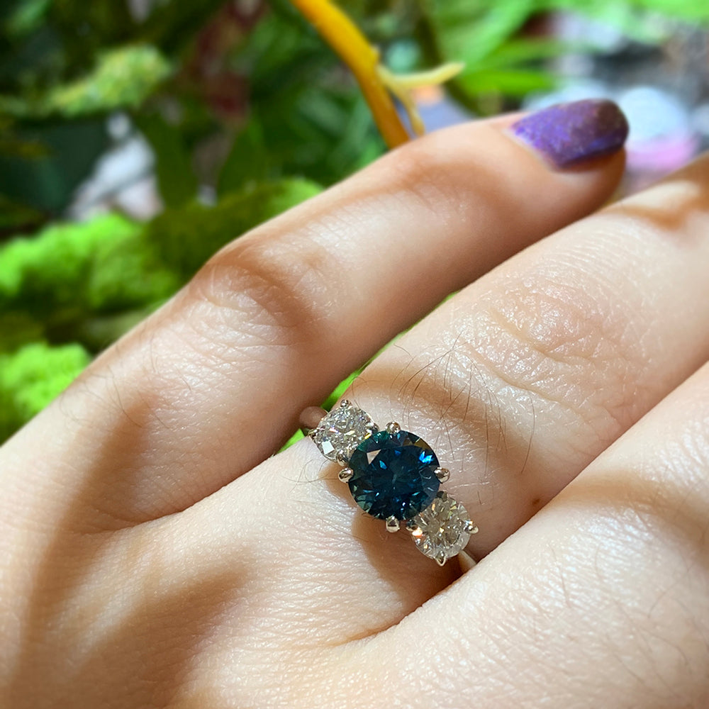 Montana Sapphire & Diamond White Gold Ring - "Mountain River"