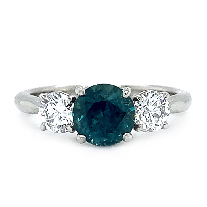 Montana Sapphire & Diamond White Gold Ring - "Mountain River"