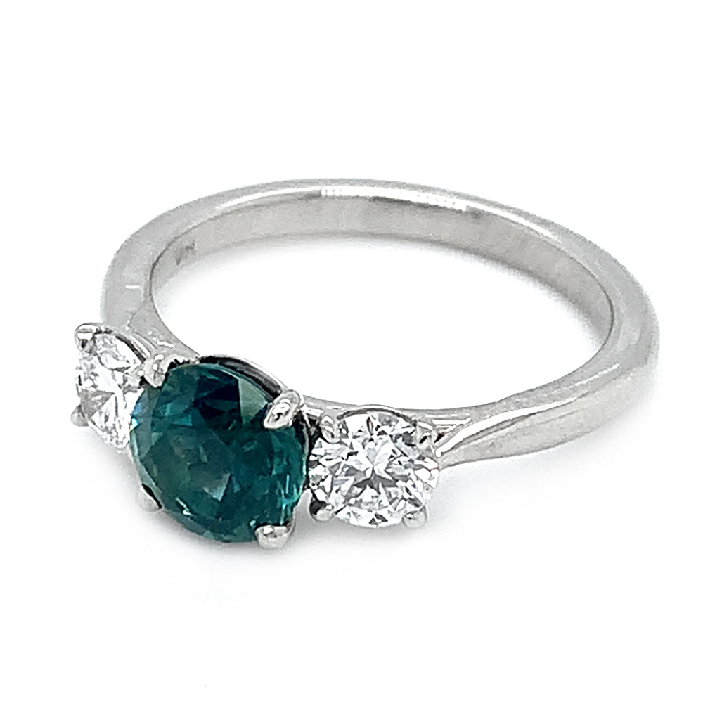 Montana Sapphire & Diamond White Gold Ring - "Mountain River"