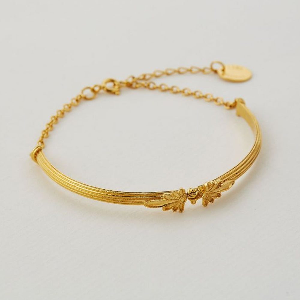 Gold Vermeil Hinged Bracelet - "Ornate Columns"
