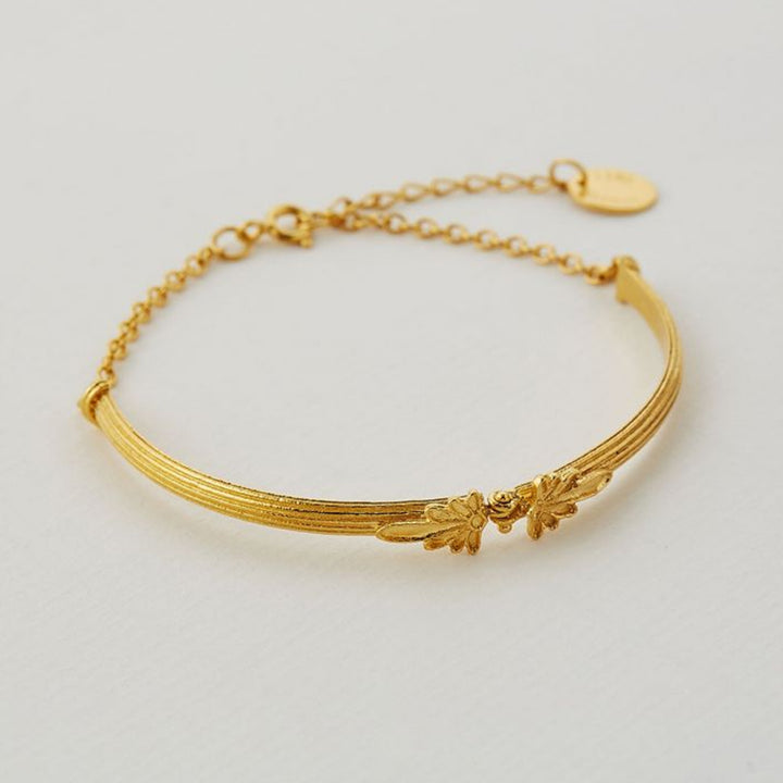 Gold Vermeil Hinged Bracelet - "Ornate Columns"