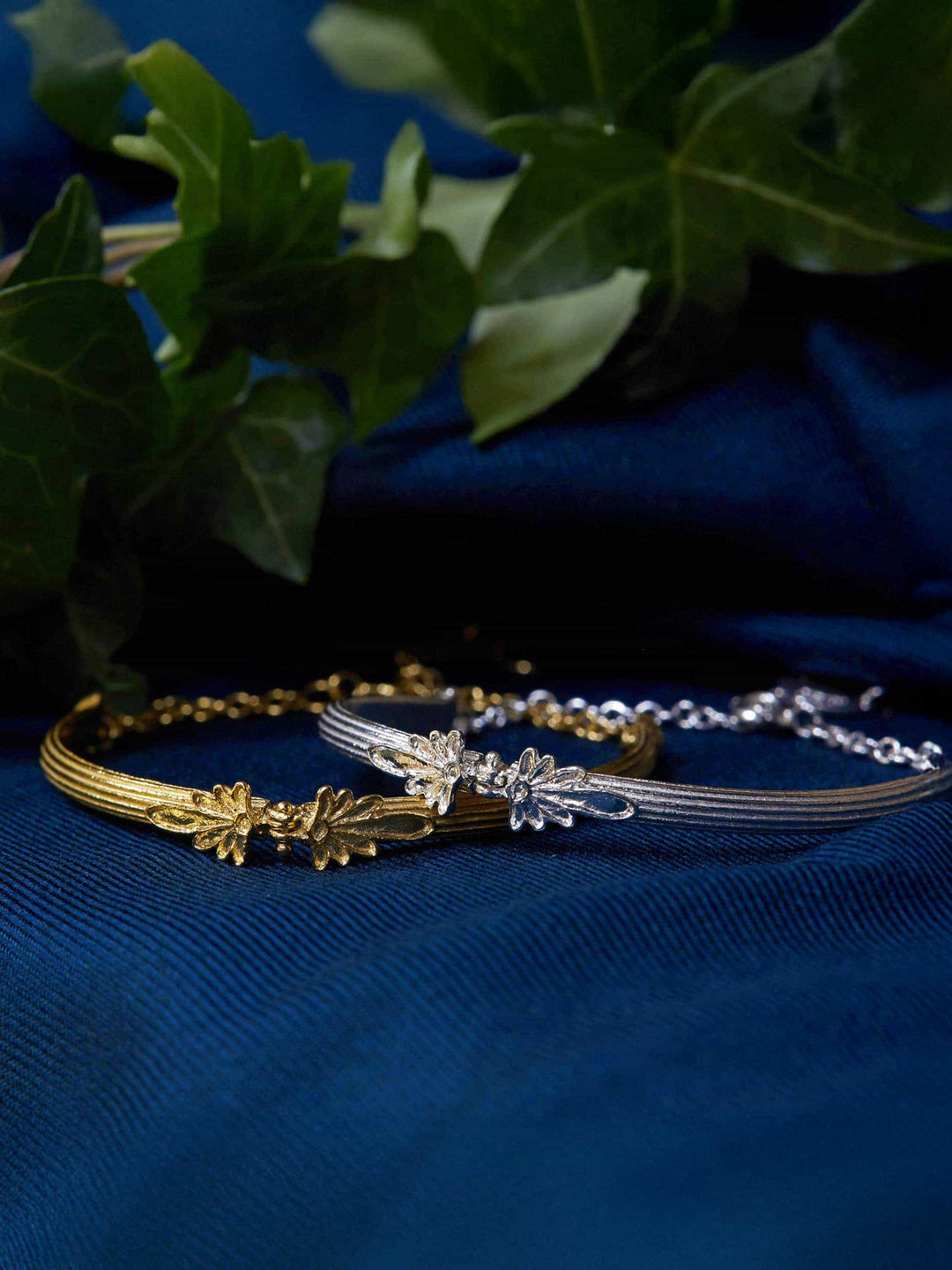 Gold Vermeil Hinged Bracelet - "Ornate Columns"