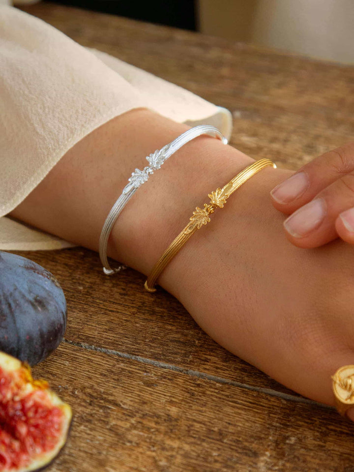 Gold Vermeil Hinged Bracelet - "Ornate Columns"