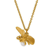 Gold Vermeil & Freshwater Pearl Necklace - "Flying Bee"