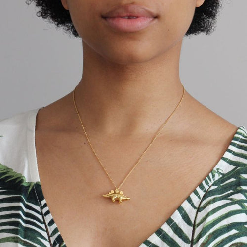 Gold Vermeil Dinosaur Necklace - "Stegosaurus"