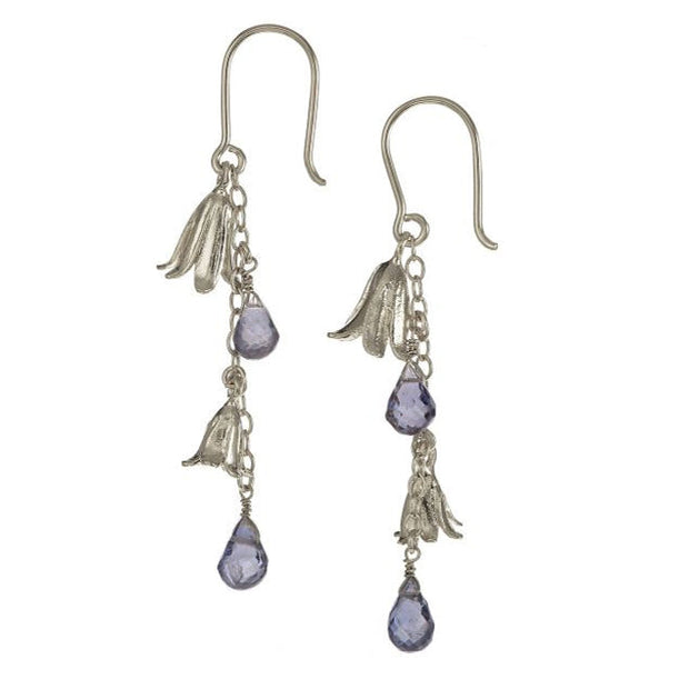 Sterling Silver & Iolite Drop Earrings - "Bluebell"