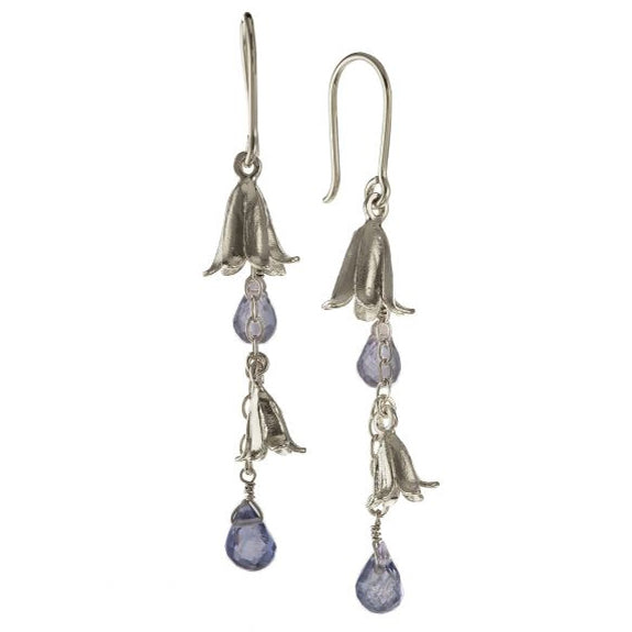 Sterling Silver & Iolite Drop Earrings - "Bluebell"