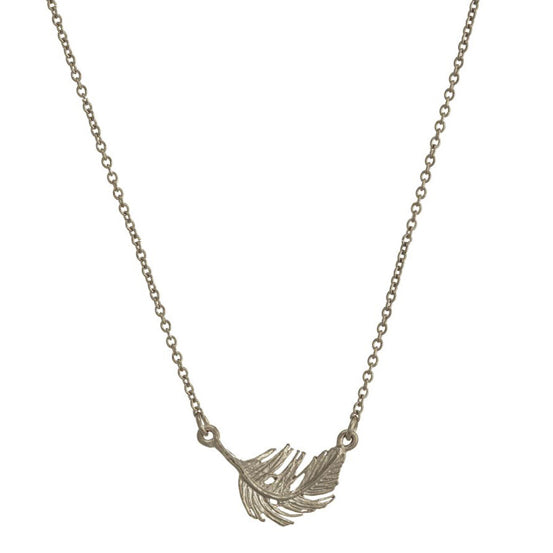Little Feather inline necklace by Alex Monroe in sterling silver