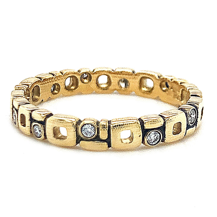 Diamond & Yellow Gold Band - "Micro Window"