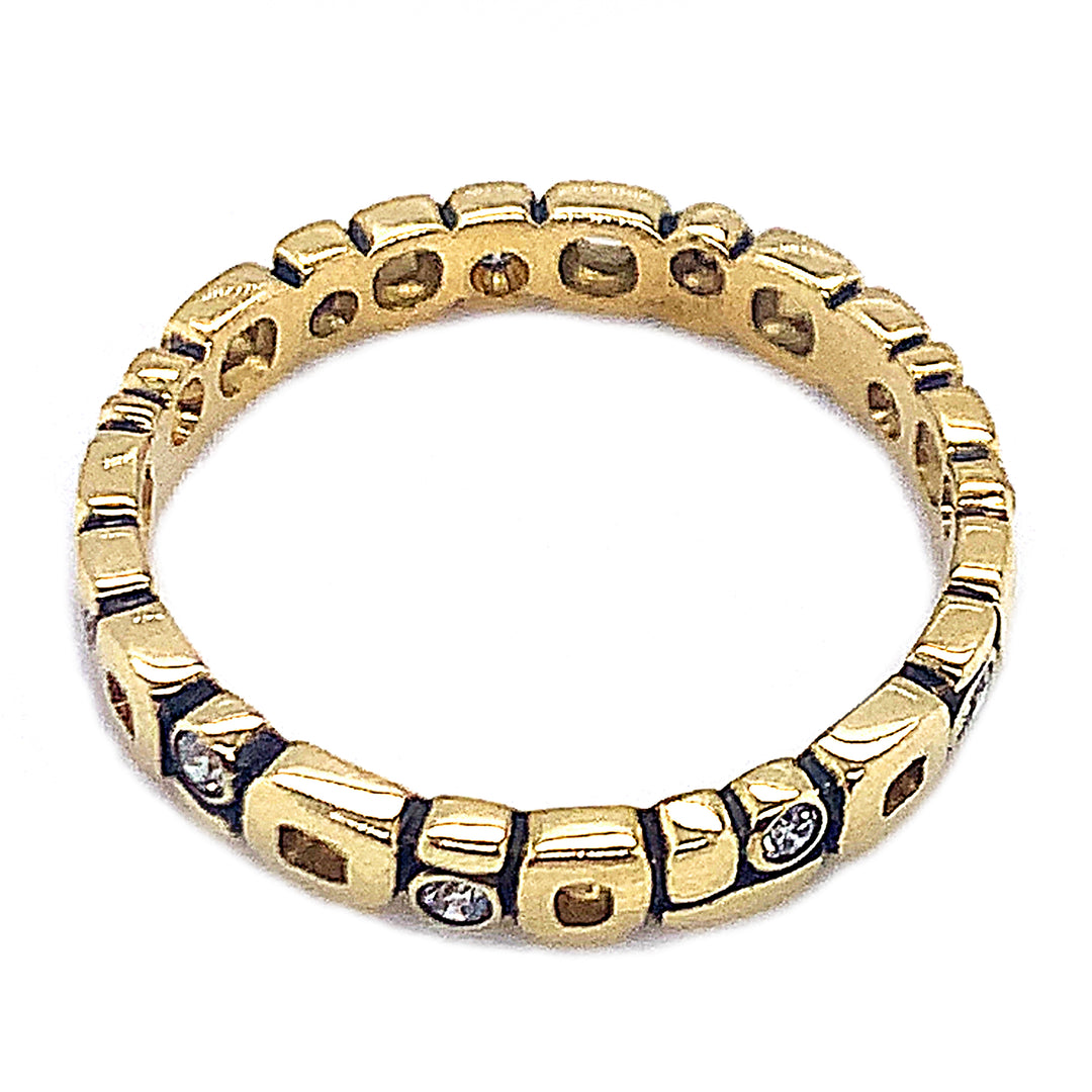 Diamond & Yellow Gold Band - "Micro Window"