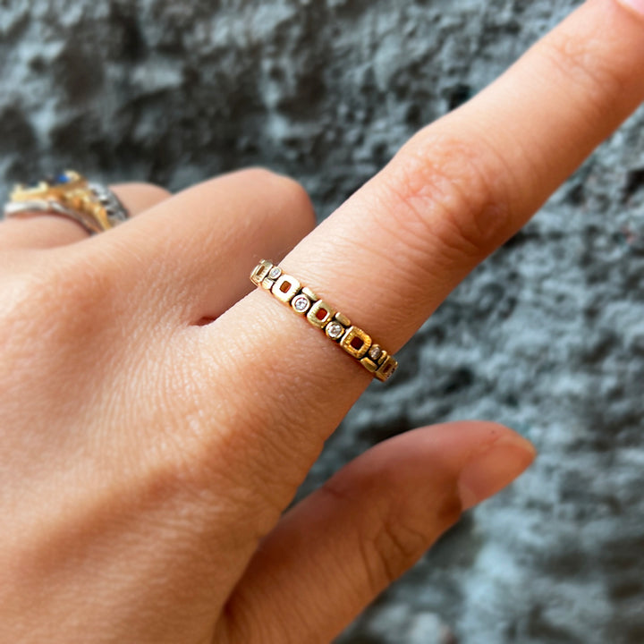 Diamond & Yellow Gold Band - "Micro Window"