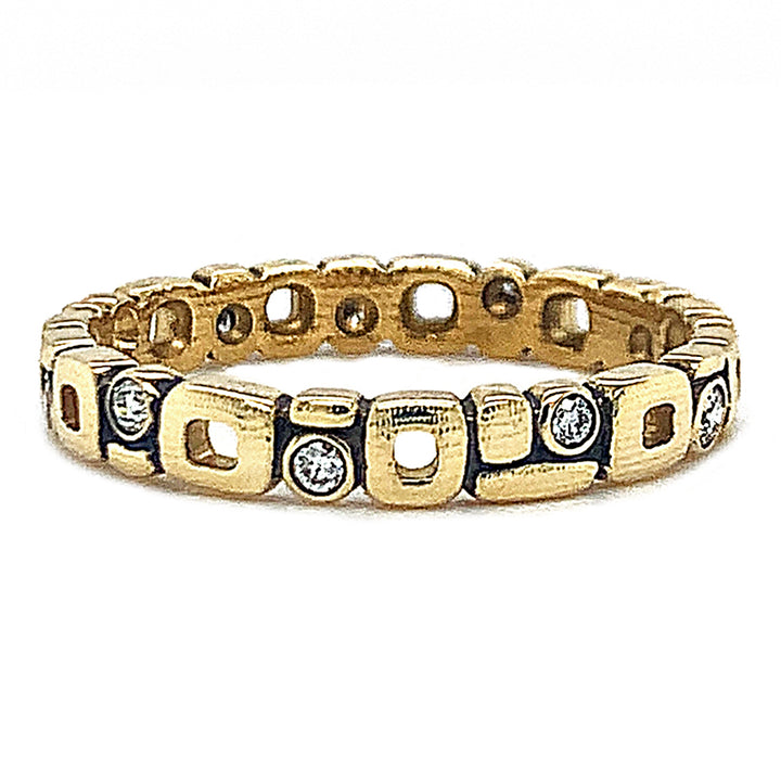 Diamond & Yellow Gold Band - "Micro Window"