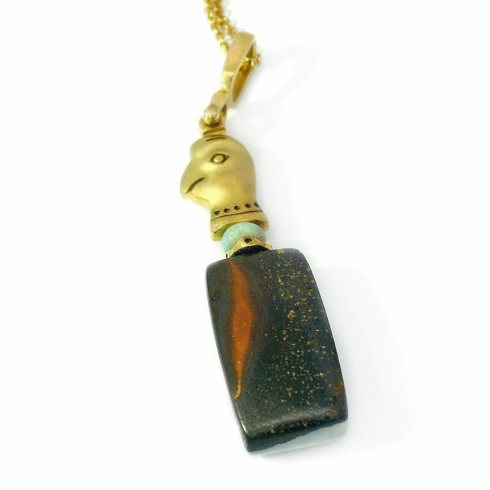 Winton Boulder Opal Necklace - "Fable Animals & Strange Characters"