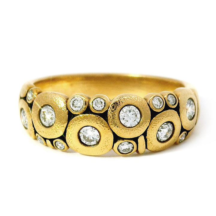 18K Yellow Gold & Diamond Dome Ring - "Candy"