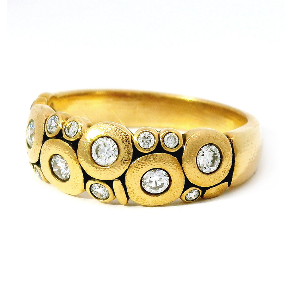 18K Yellow Gold & Diamond Dome Ring - "Candy"