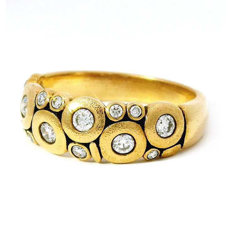 18K Yellow Gold & Diamond Dome Ring - "Candy"