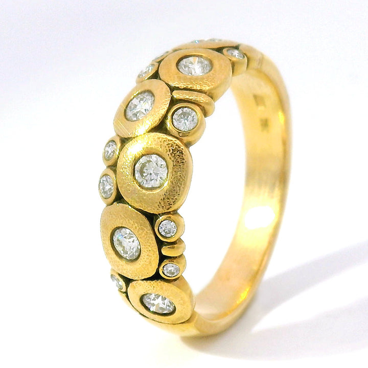 18K Yellow Gold & Diamond Dome Ring - "Candy"