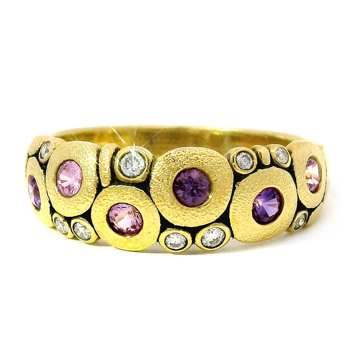 Montana Sapphire & Diamond Domed Ring - "Purple Candy"