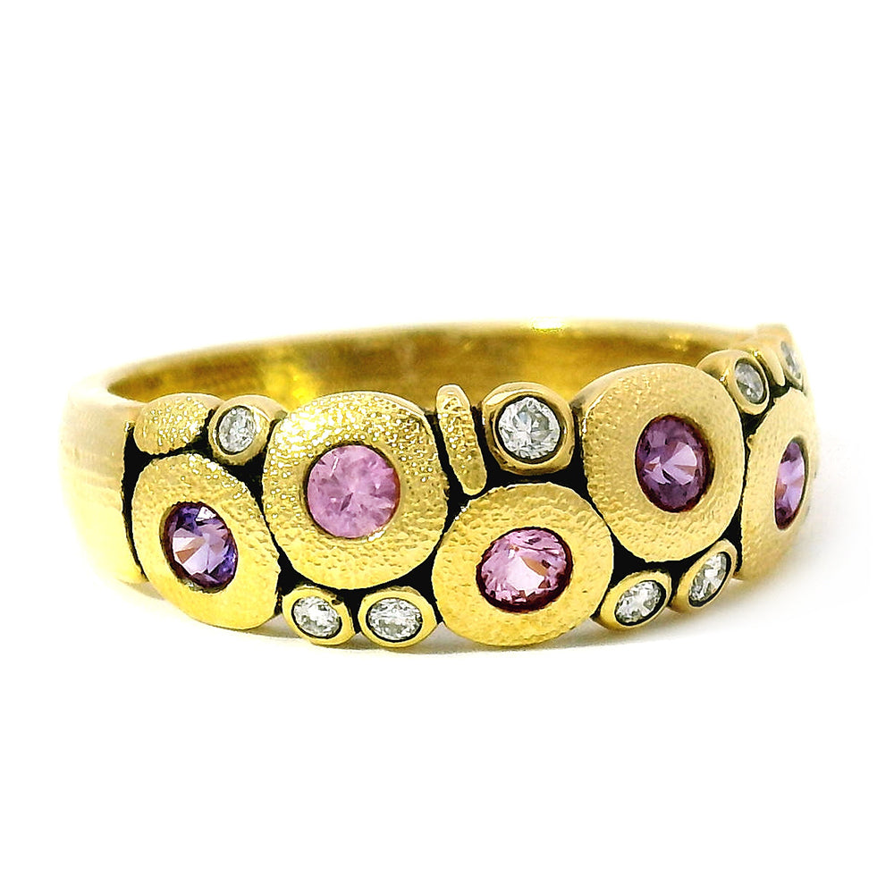 Montana Sapphire & Diamond Domed Ring - "Purple Candy"