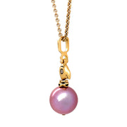 Pink Pearl & Yellow Gold Bird Pendant - "Fable Animals & Strange Characters"