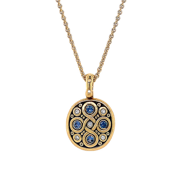 Yogo Sapphire & Diamond Necklace - "Celtic Spring"