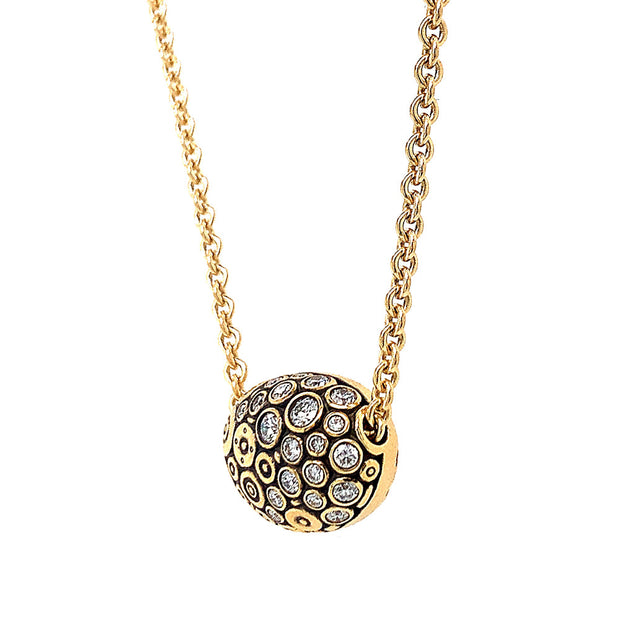 Diamond & Yellow Gold Pendant Necklace - "The Bean"