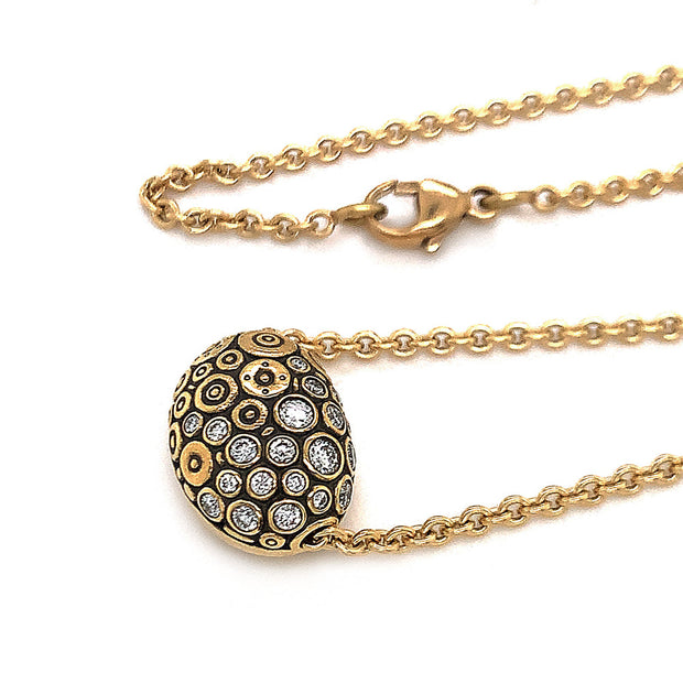 Diamond & Yellow Gold Pendant Necklace - "The Bean"