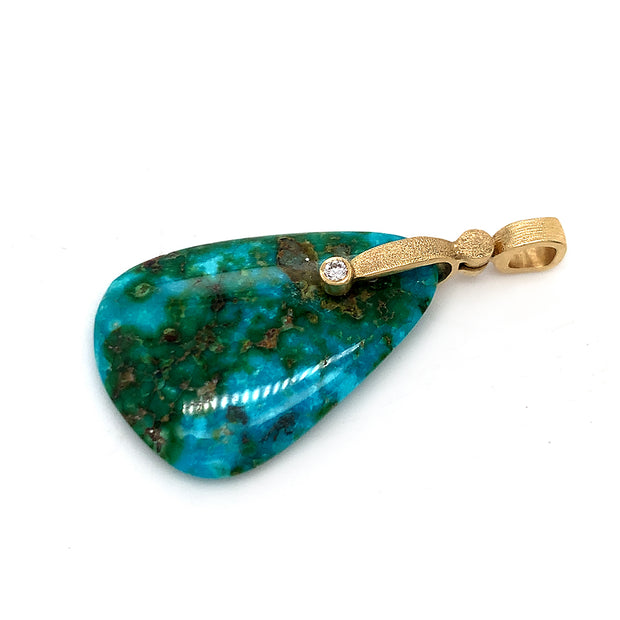 Sonoran Turquoise & Yellow Gold Pendant - "Sticks & Stones"