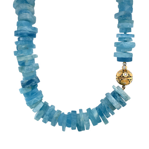 Alex Sepkus Aquamarine Disc Necklace - "Glaciers Edge"