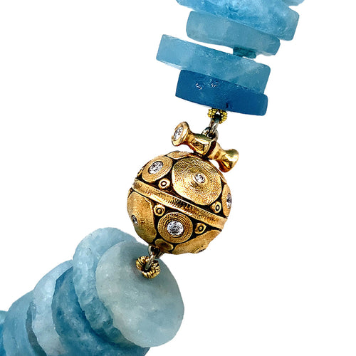 Alex Sepkus Aquamarine Disc Necklace - "Glaciers Edge"