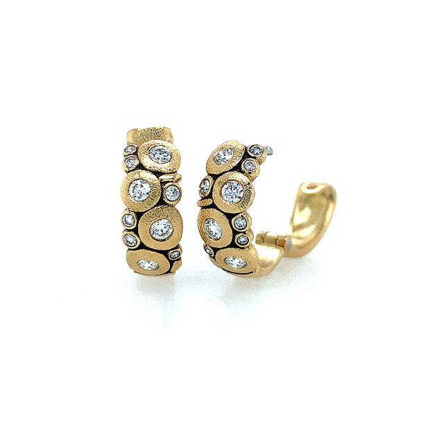 Gold & Diamond Huggie Earrings - "Candy"