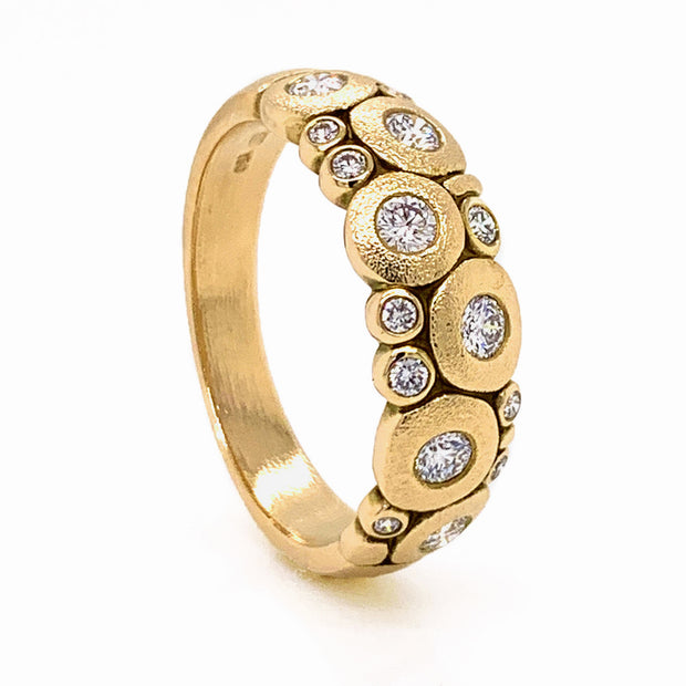 18K Yellow Gold & Diamond Dome Ring - "Candy"