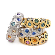 Green Montana Sapphire & Diamond Yellow Gold Domed Ring - "Candy"