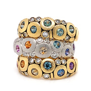 Green Montana Sapphire & Diamond Yellow Gold Domed Ring - "Candy"