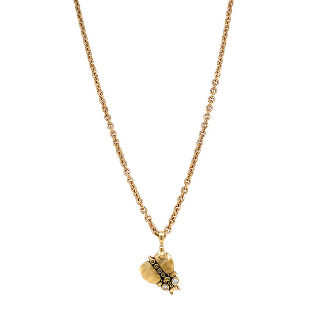 Diamond & Yellow Gold Beatle Pendant - "Thoughtful Beetle"