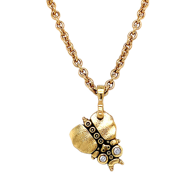 Diamond & Yellow Gold Beatle Pendant - "Thoughtful Beetle"