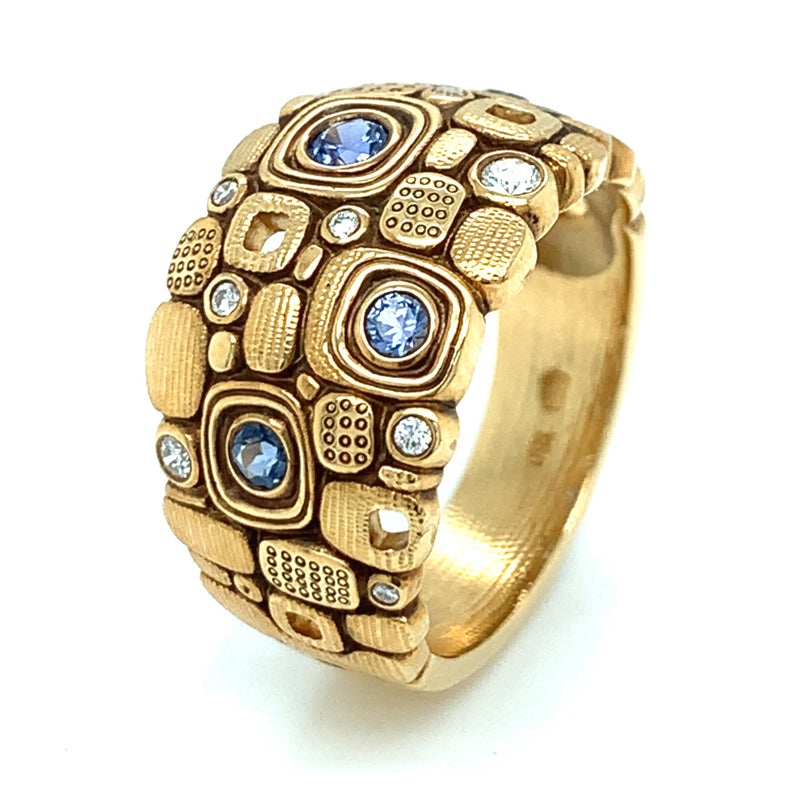 Yogo Sapphire Diamond Ring- "Little Windows"