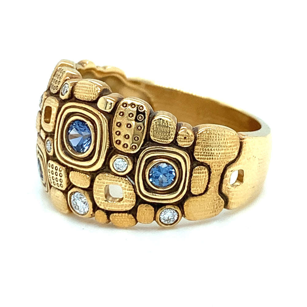 Yogo Sapphire Diamond Ring- "Little Windows"