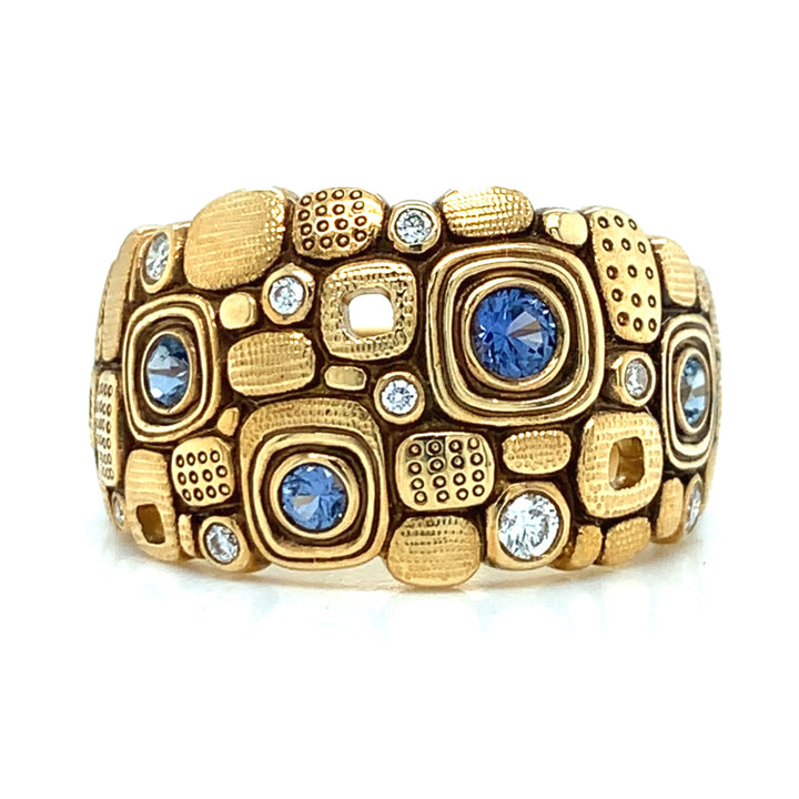 Yogo Sapphire Diamond Ring- "Little Windows"